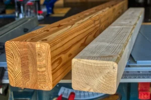 Porovnání modřínový BSH a smrkový KVH hranol Porovnání modřínový BSH a smrkový KVH hranol