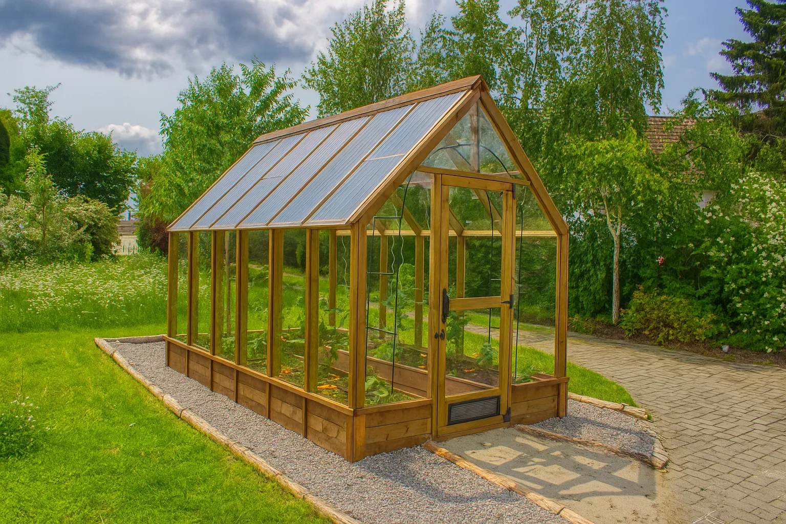 Hybridní - střecha dutinkový polykarbonát 10 mm, <br>stěny plný polykarbonát<br>